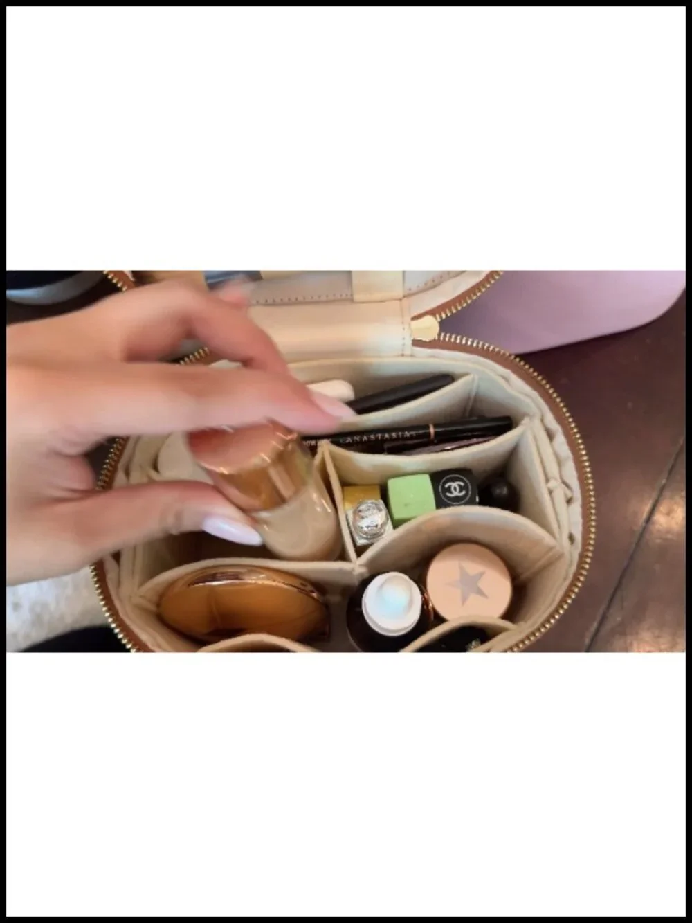 PU Leather Vanity Case Makeup Bag with Removable Organizer Divider, Travel